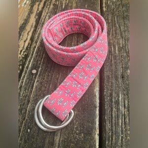 Vineyard Vines Shep & Ian Palm Trees Canvas Belt Size L Pink Blue Green Metal